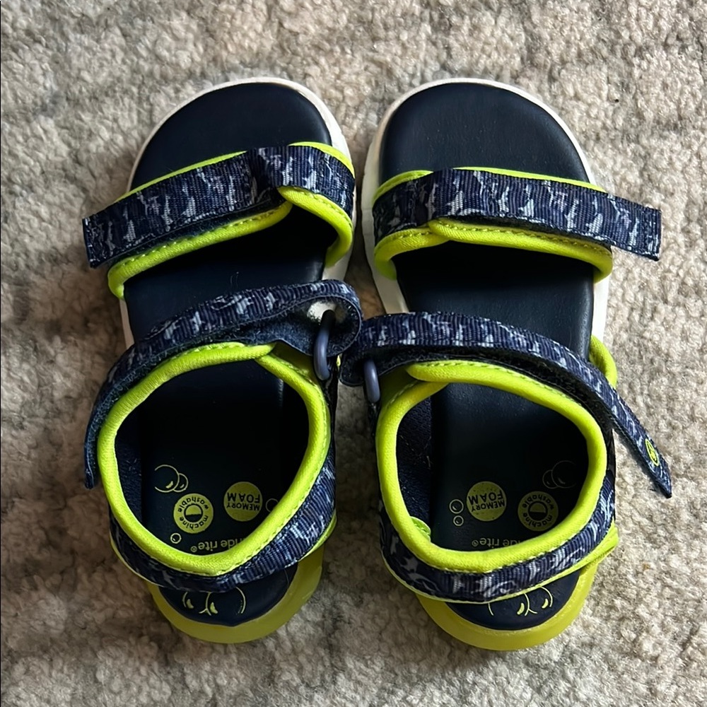 Toddler Navy and Neon Green Light Up Sandals